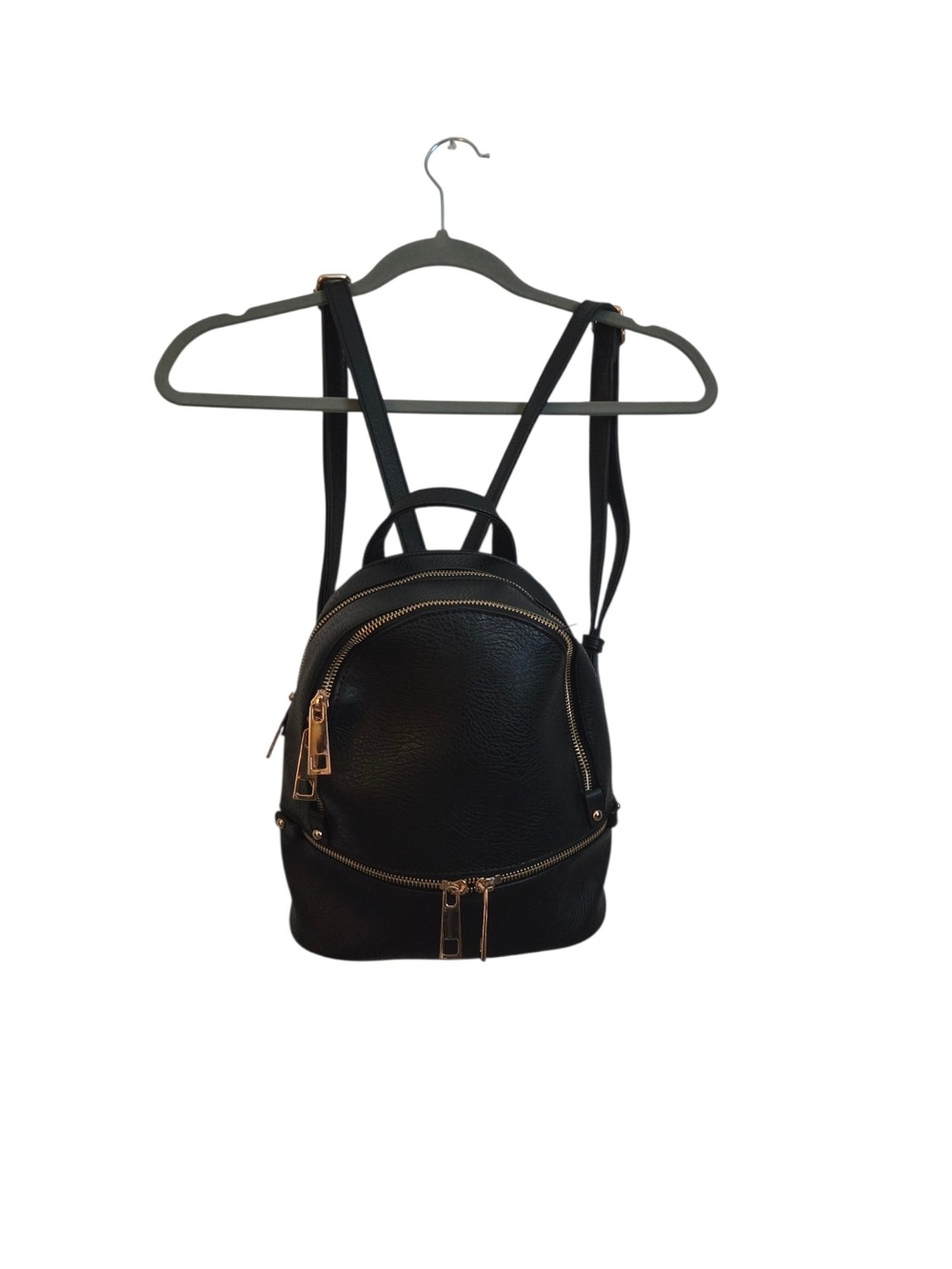 Black Mini Backpack with Gold Hardware